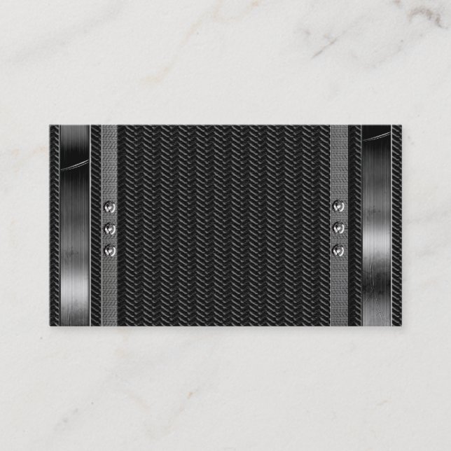 Metal Look Border Carbon Fiber Business Cards (Front)