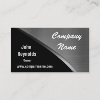 Metal Look Cool Silver And Black Business Cards by MetalShop at Zazzle