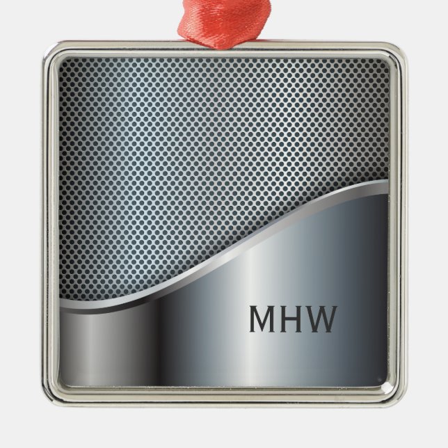 Metal Look custom monogram ornament (Front)