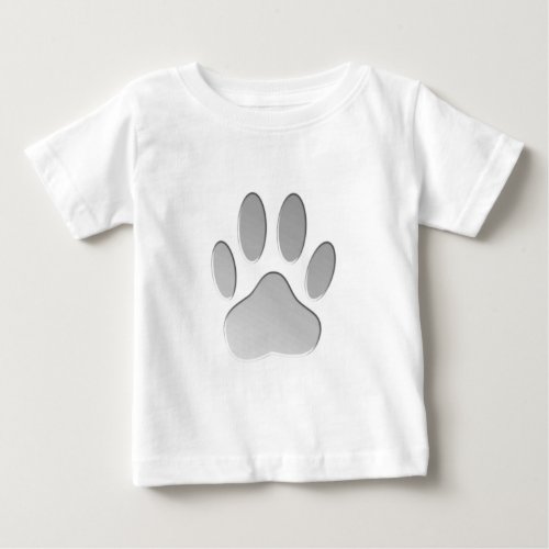 Metal_Look Dog Paw Print Baby T_Shirt