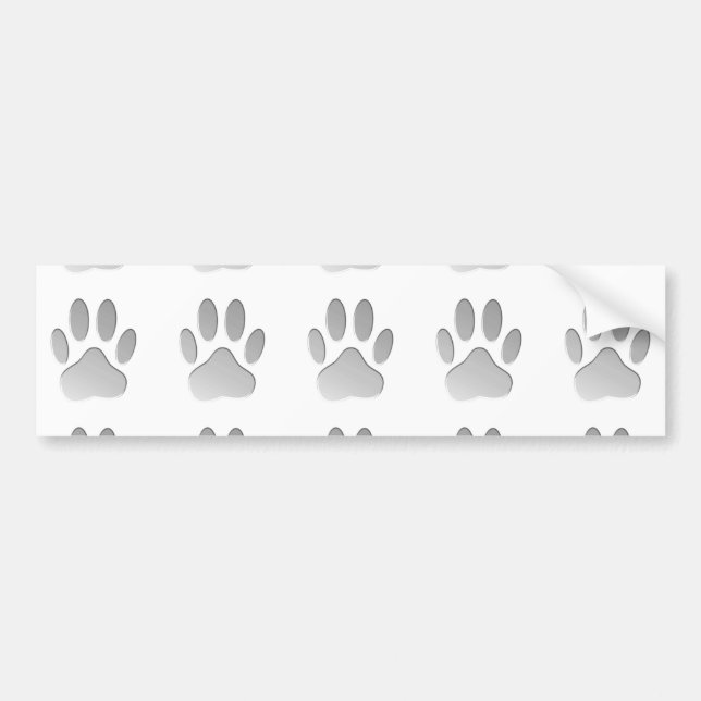 Metal-Look Dog Paw Print Bumper Sticker (Front)