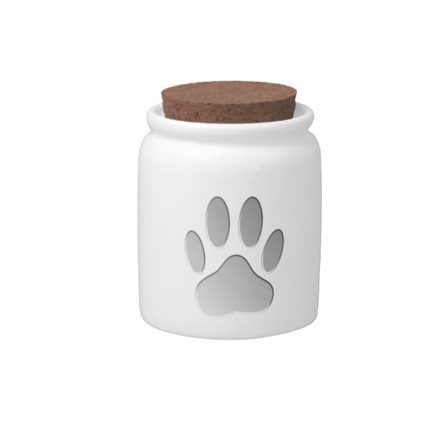 Metal-Look Dog Paw Print Candy Jar (Front)