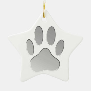 Metal-Look Dog Paw Print Ceramic Ornament