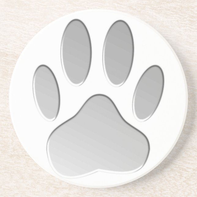 Metal-Look Dog Paw Print Drink Coaster (Front)