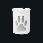 Metal-Look Dog Paw Print Drink Pitcher<br><div class="desc">A dog paw print with shades of gray that look like a metallic texture.
Original digital image.</div>