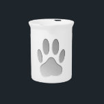 Metal-Look Dog Paw Print Drink Pitcher<br><div class="desc">A dog paw print with shades of gray that look like a metallic texture.
Original digital image.</div>
