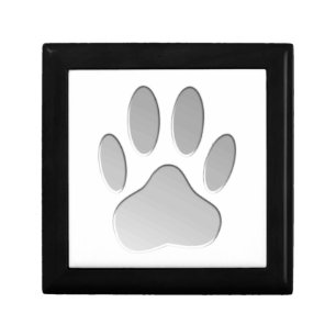 Metal-Look Dog Paw Print Keepsake Box