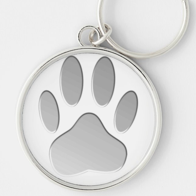 Metal-Look Dog Paw Print Keychain (Front)