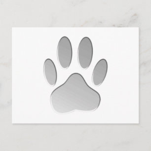 Metal-Look Dog Paw Print Postcard