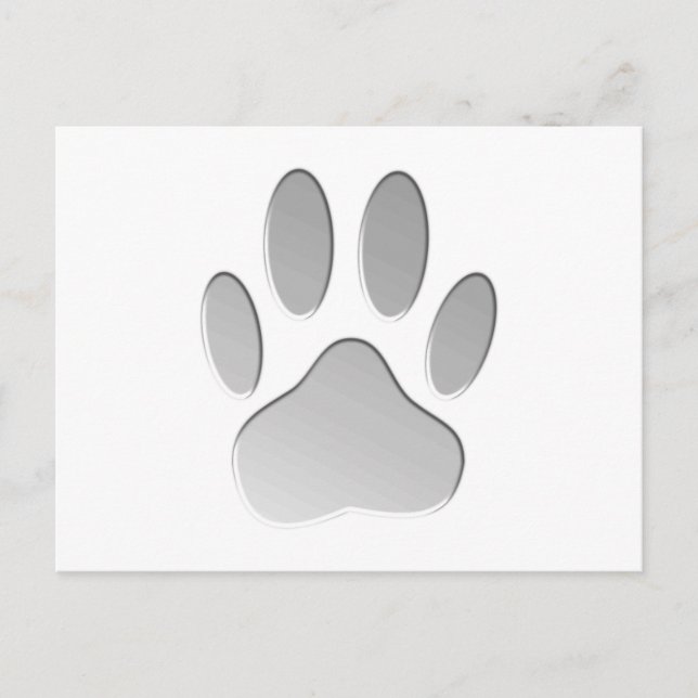 Metal-Look Dog Paw Print Postcard (Front)