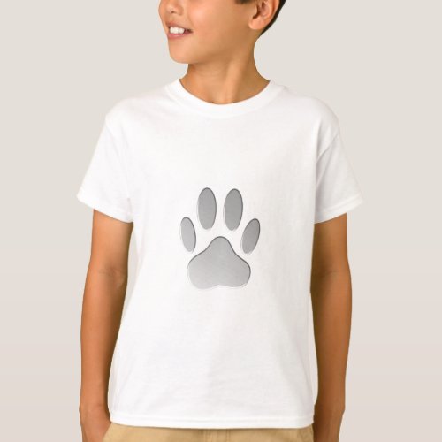 Metal_Look Dog Paw Print T_Shirt