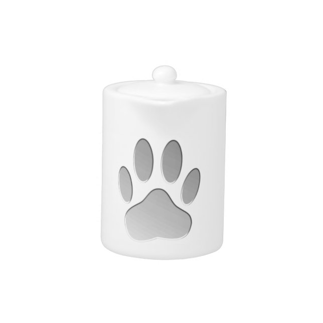 Metal-Look Dog Paw Print Teapot (Front)