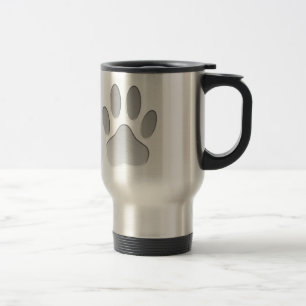 Metal-Look Dog Paw Print Travel Mug