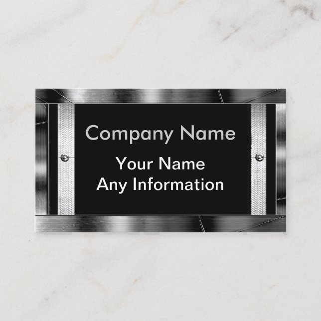 Metal Look Frame Border Business Cards (Front)