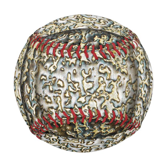 Metal look gold silver burnished steel baseball (Back)