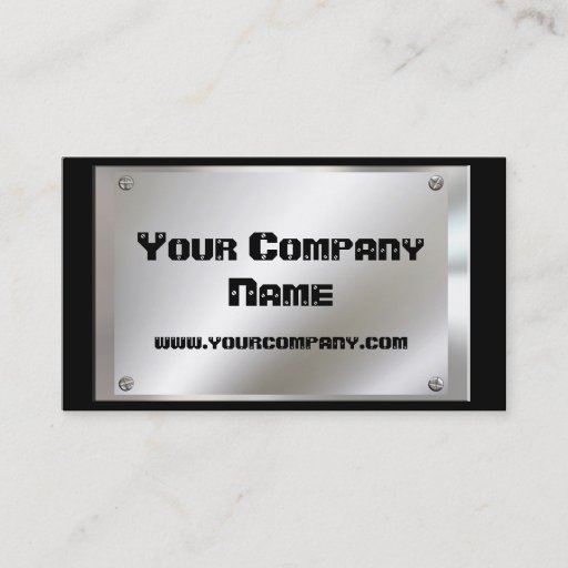 Customizable Metal Look Plate With Screws Business Cards