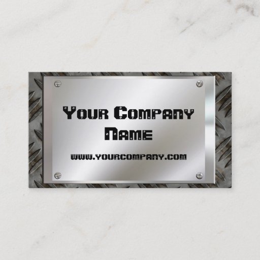 Customizable Metal Look Plate With Screws Business Cards