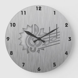 Metal-look Treble Clef Large Clock