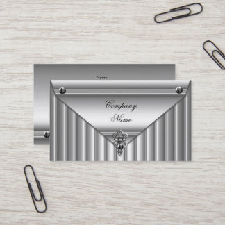 Metal Look White Silver Elegant Profile Business Card