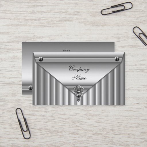 Customizable Metal Look White Silver Elegant Profile Business Card