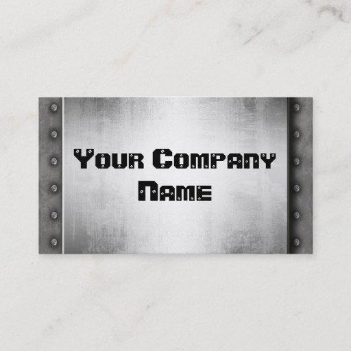 Customizable Metal Look With Rivets Border Business Cards