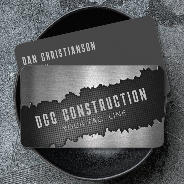 Metal Looking Masculine Modern Minimalist Cool Business Card (Creator Uploaded)