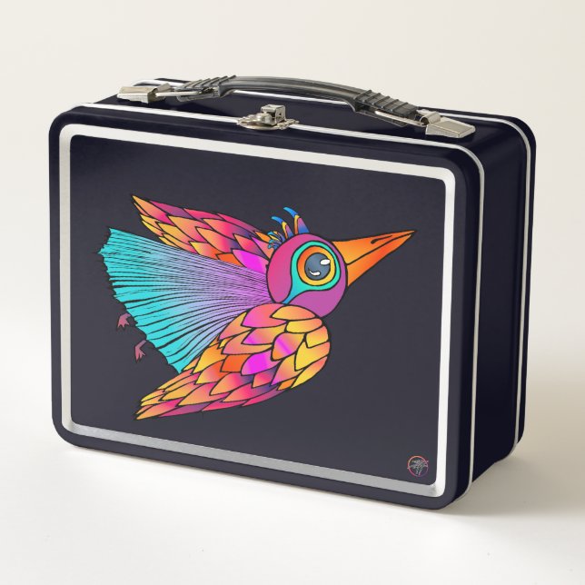 Metal Lunchbox colorful Bird Creature (Front)