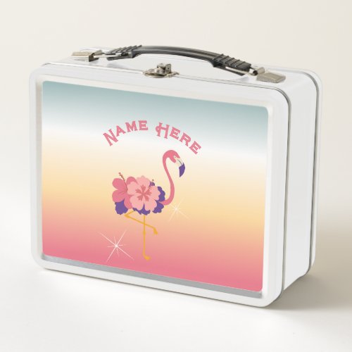 Metal Lunchbox Flamingo Sunset Box