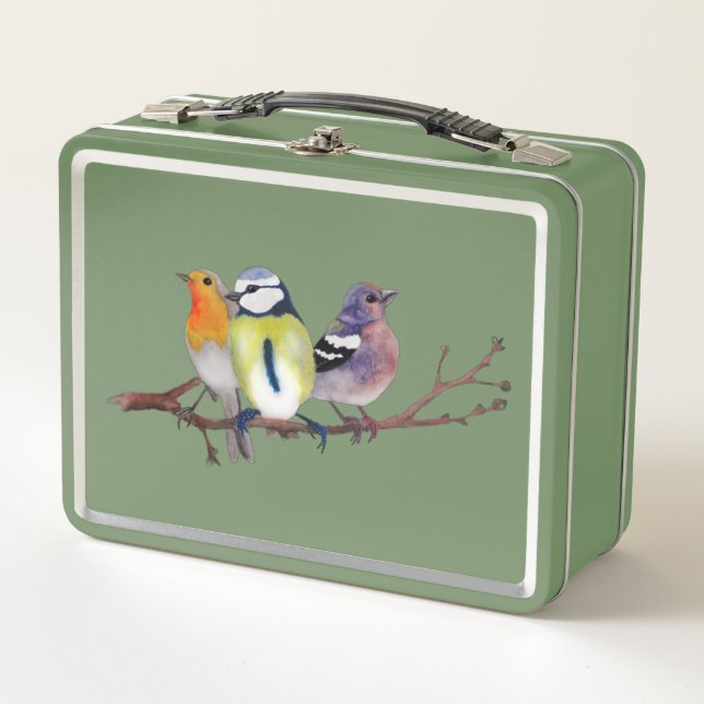 Metal Lunchbox with birds and flowers (Front)