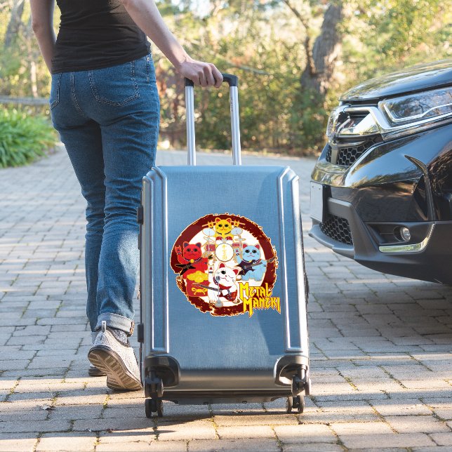 Metal Maneki Sticker (Suitcase Insitu)