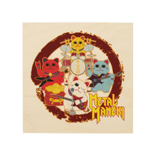 Metal Maneki Wood Wall Art