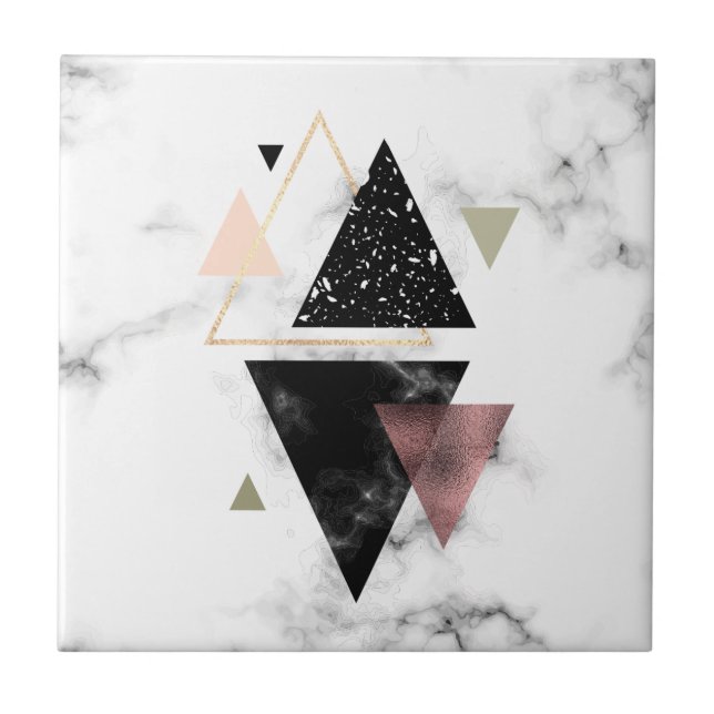Metal Marble Geometric Design Ceramic Tile (Front)