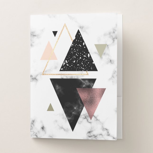 Metal Marble Geometric Design Pocket Folder (Front)