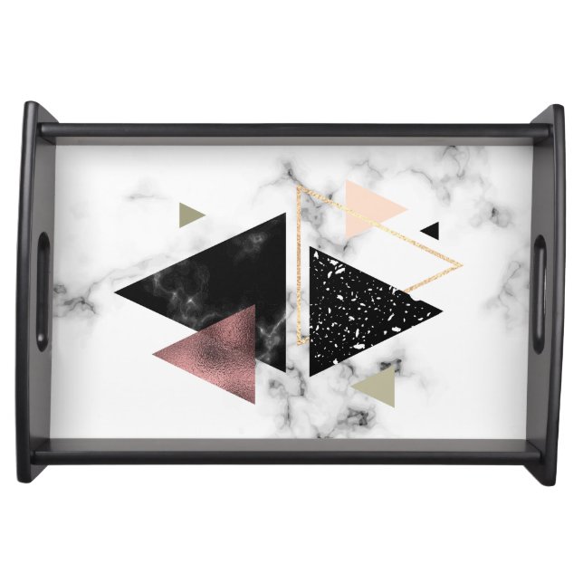 Metal Marble Geometric Design Serving Tray (Front)