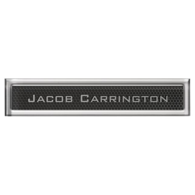 Metal Mesh & Chrome Frame Desk Name Plate (Front)