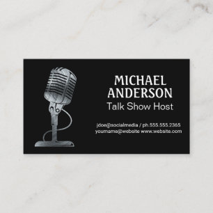 Metal Microphone Podcast Business Card