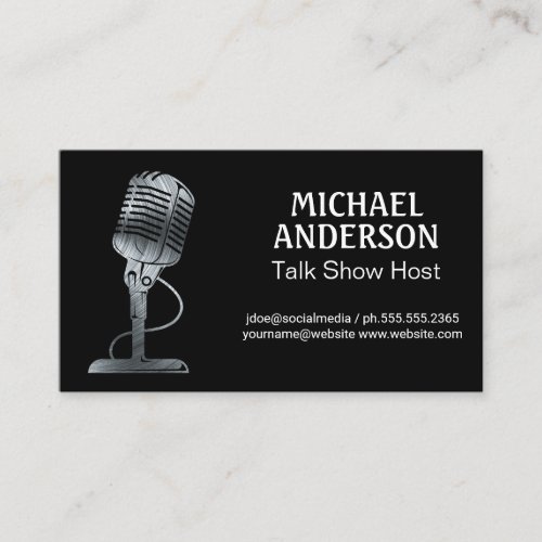 Metal Microphone  Podcast Business Card