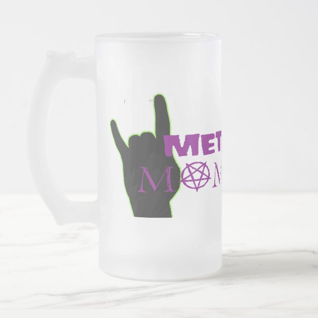 Metal Momma Frosted Glass Beer Mug (Left)
