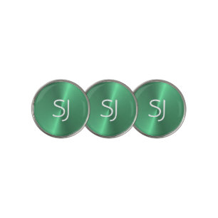 Metal monogram green shiny golf ball marker