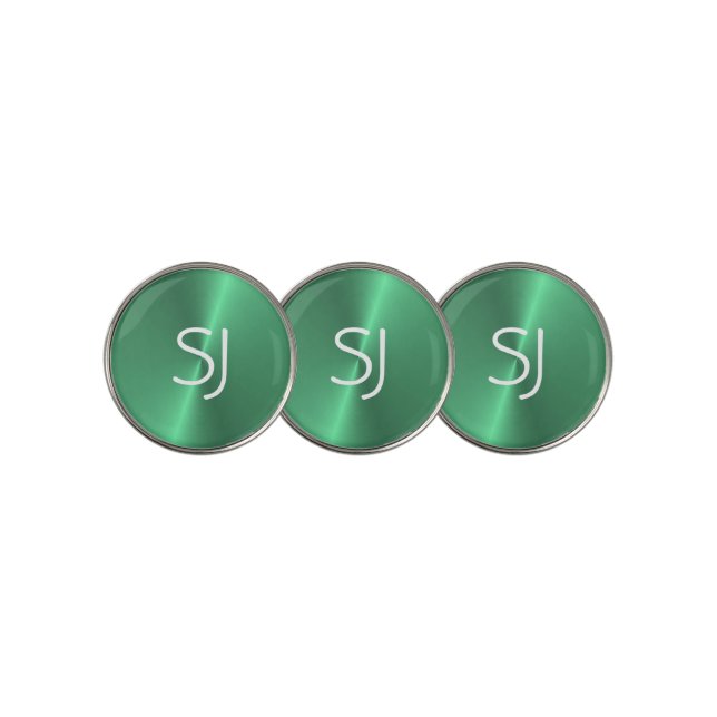 Metal monogram green shiny golf ball marker (3 Up)