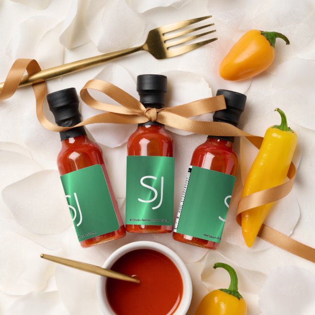 Metal monogram green shiny hot sauces (Wedding)