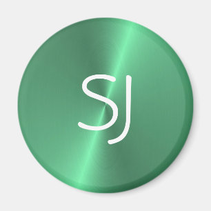 Metal monogram green shiny magnet