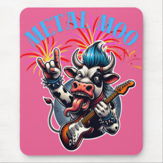 Metal Moo-d – Rockin' Cow with a Guitar Mouse Pad