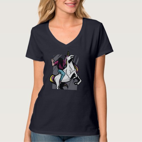 Metal Music Guy riding a Unicorn _ Funny Graphic T_Shirt