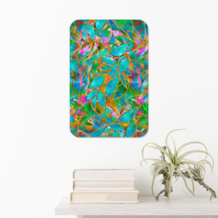Metal Parking Sign Floral Abstract Stained Glass