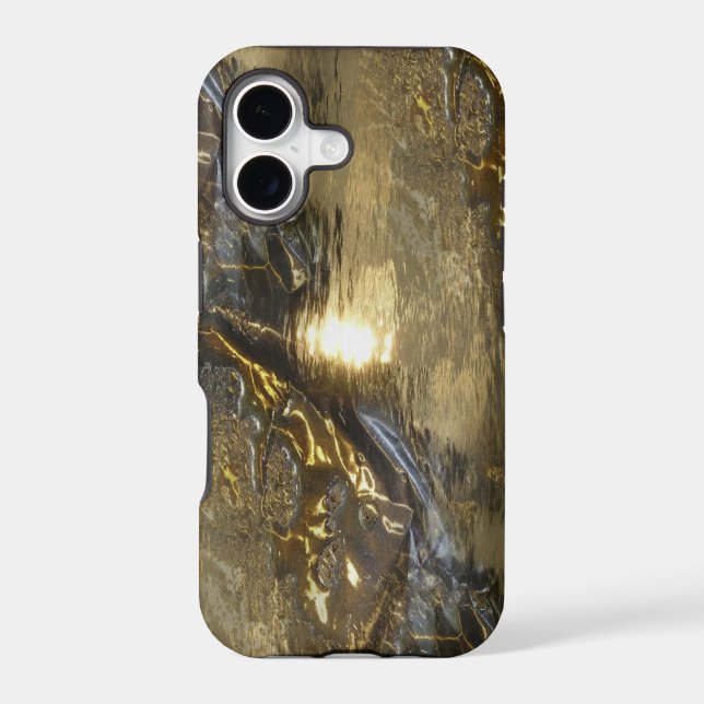 metal pattern design - gold silver iphone case (Back)