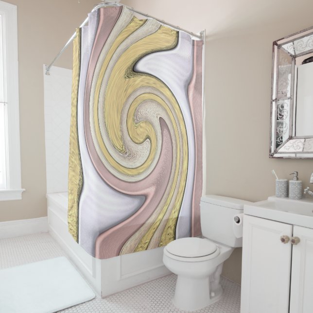 Metal pattern with shine shower curtain (In Situ)