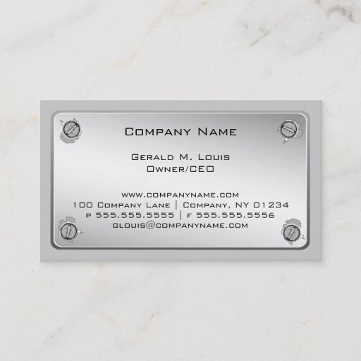Customizable Metal Plate Construction Business Cards