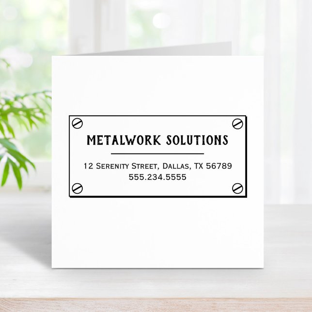 Metal Plate with Screws Business Address Rubber Stamp (Creator Uploaded)