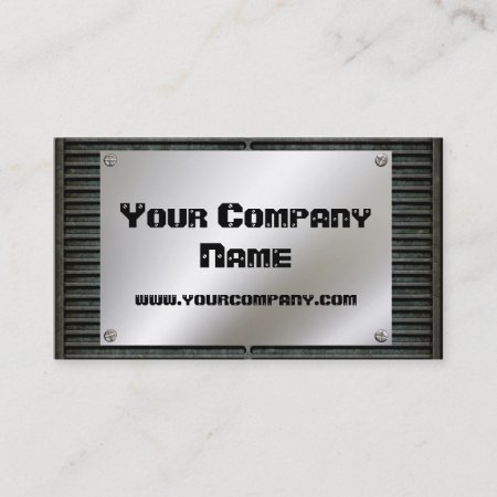 Metal Plate With Screws Business Cards